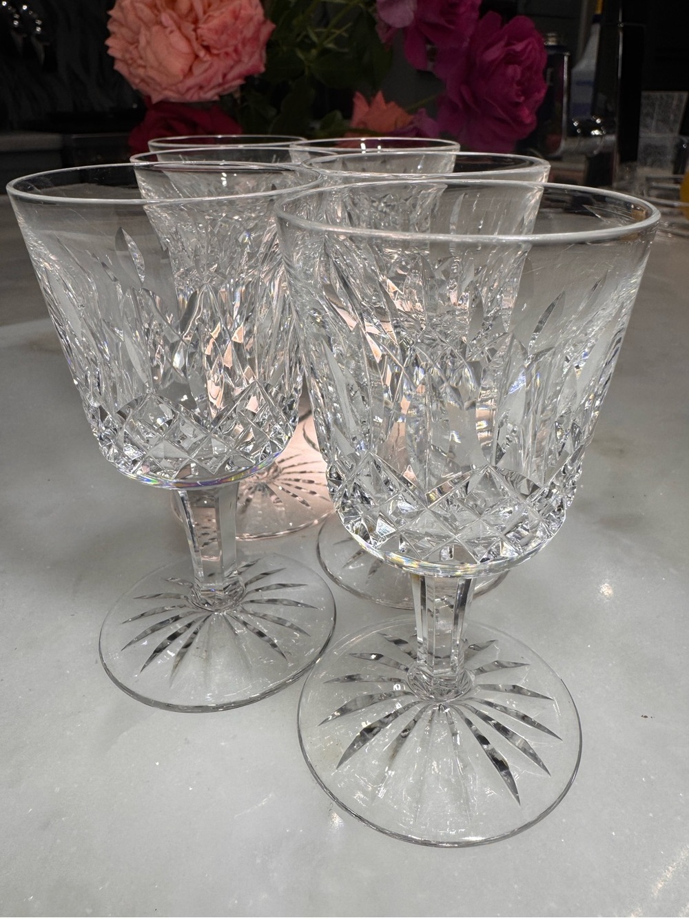 Vintage Waterford Lismore Crystal Port Sherry Glasses Set of 6 6” Ireland